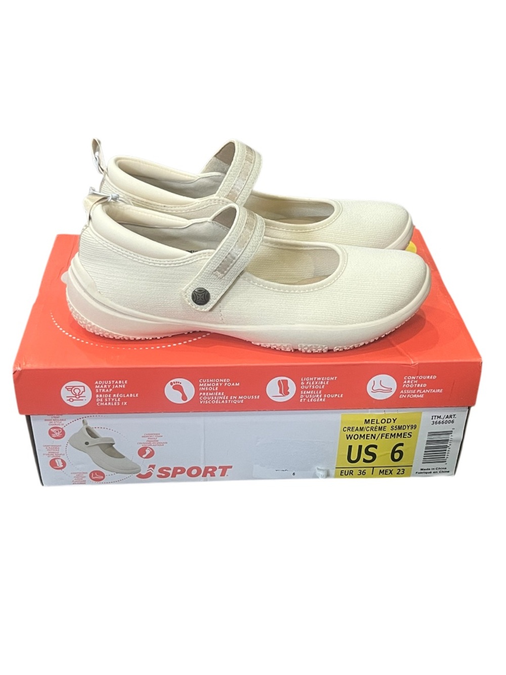 NWT Jsport Mary Jane Shoes Cream Size 6